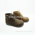 fashionable and high quality genuine leather lace up and rubber sole children's leather ankle boots